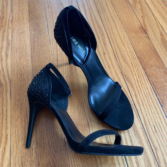 NINE WEST Black Suede Ankle Strap Heels - Picture 4 of 4